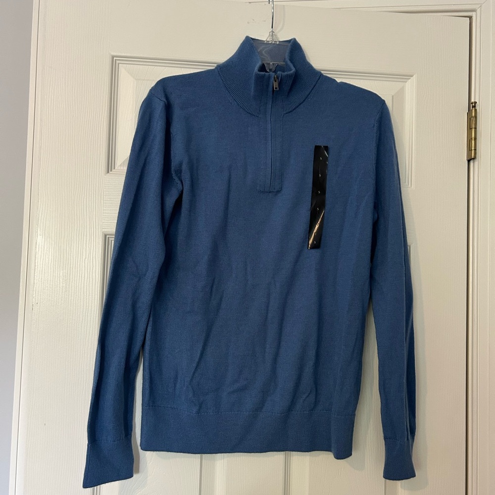 Banana Republic Men's 1/4 Zip-Up merino wool Sweater in Blue